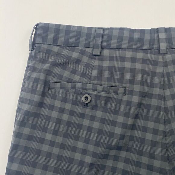 Nike GOLF Dri-Fit CORE Gray Black Plaid Flat Front Shorts Sz 34 Poly Stretch - Picture 10 of 11